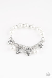 charm,Hearts,Pearls,white,More Amour White Charm Bracelet