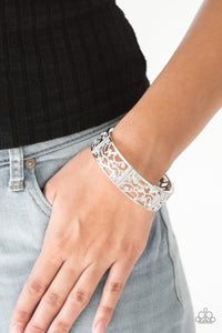 rhinestones,silver,stretchy,white,Yours and VINE - White Rhinestone Stretchy Bracelet
