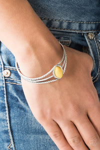 crackle stone,cuff,silver,yellow,Western Wanderer Yellow Cuff Bracelet