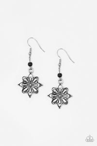 black,floral,Cactus Blossom Black Earring