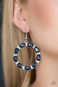 blue,fishhook,rhinestones,Ring Around The Rhinestones Blue Earring