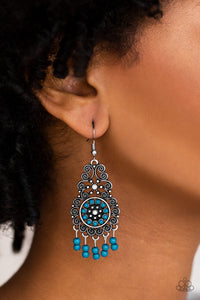 blue,fishhook,floral,Courageously Congo - Blue Earrings