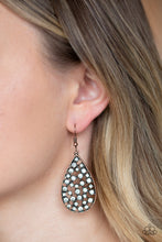 Load image into Gallery viewer, Call Me Mrs. Universe Copper Rhinestone Earring Paparazzi Accessories