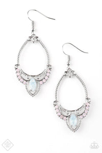 fishhook,opal,pink,rhinestones,Must Love Luster Pink Rhinestone Earring