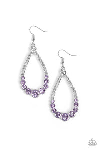 fishhook,purple,rhinestones,silver,Token Twinkle Purple Earrings