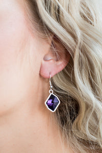 fishhook,purple,rhinestones,Glow It Up Purple Earring