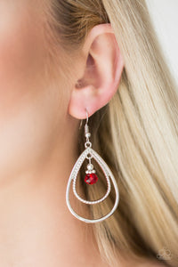 fishhook,red,Reign on My Parade Red Earring