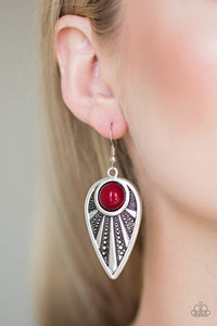 fishhook,red,silver,Take A WALKABOUT Red Earrings