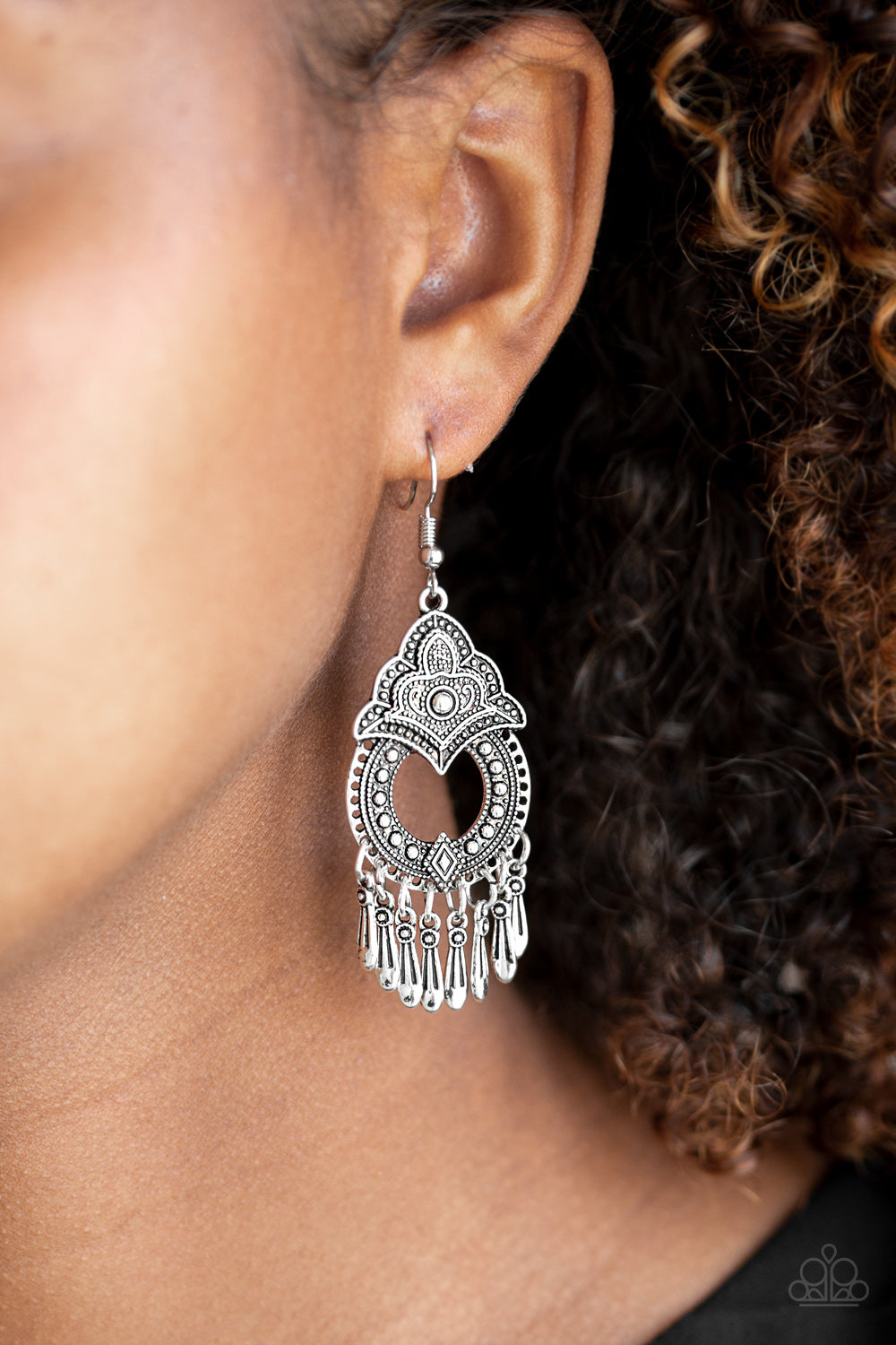 New Delhi Native Silver Earring Paparazzi Accessories