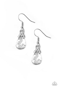 fishhook,rhinestones,white,5th Avenue Fireworks - White Earrings