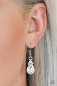 fishhook,rhinestones,white,5th Avenue Fireworks - White Earrings