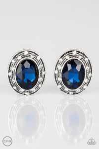 blue,clip-on,rhinestones,East Side Etiquette Blue Clip-On Earrings
