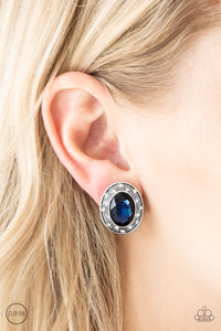 blue,clip-on,rhinestones,East Side Etiquette Blue Clip-On Earrings