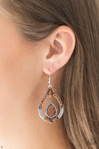 brown,fishhook,silver,Vogue Voyager Brown Earring