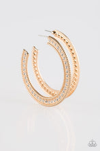 Load image into Gallery viewer, Haute Mama Gold Rhinestone Hoop Earrings Paparazzi Accessories