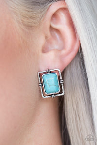 crackle stone,post,turquoise,Center Stagecoach Blue Stone Earring