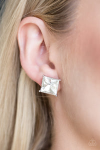 post,silver,white,The Big Bang White Earring