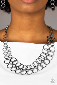 gunmetal,Short Necklace,Metro Maven Black Necklace