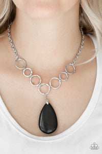 black,short necklace,stone,Livin On A Prairie Black Necklace