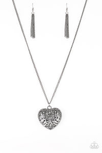 Gunmetal,Hearts,Long Necklace,Victorian Virtue Black Gunmetal Heart Necklace