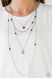 black,key,long  necklace,Key Keynote - Black Necklace