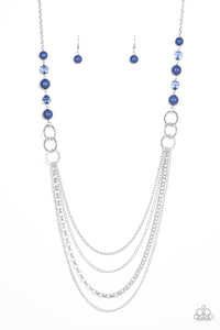 blue,long necklace,silver,Vividly Vivid Blue Necklace