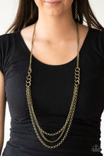 Load image into Gallery viewer, Mechanical Mayhem Brass Necklace Paparazzi Accessories