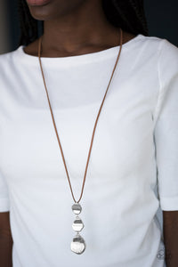 leather,long necklace,Embrace The Journey Brown Necklace