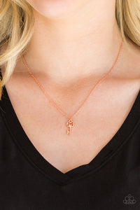 copper,key,short necklace,Very Low key Copper Necklace