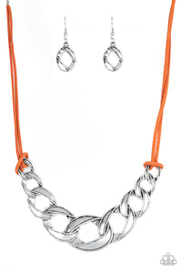 leather,orange,Short Necklace,Naturally Nautical Orange Necklace