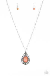 long necklace,moonstone,orange,silver,Total Tranquility Orange Moonstone Necklace