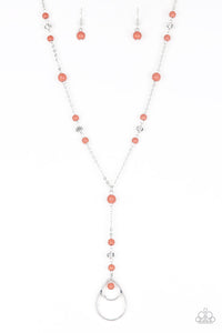 crackle stone,long necklace,orange,silver,Sandstone Savannahs - Orange Stone Necklace