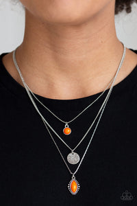 crackle stone,orange,short necklace,Tide Drifter - Orange Stone Necklace