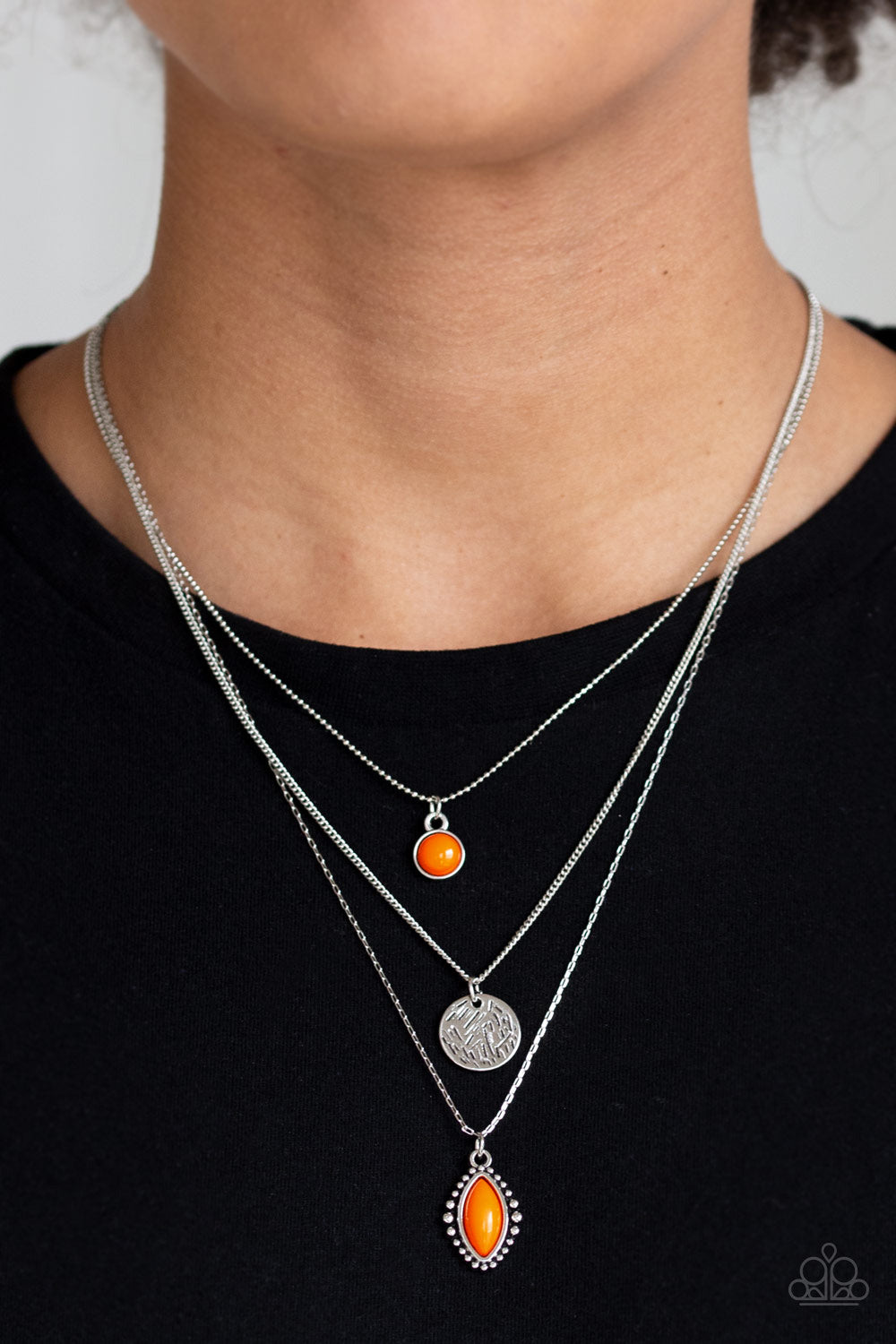 Tide Drifter - Orange Stone Necklace Paparazzi Accessories