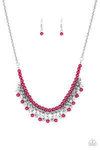 Pearls,pink,rhinestones,short necklace,Future Fashionista Pink Pearl Rhinestone Necklace