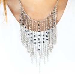 First Class Fringe Blue Necklace Paparazzi Accessories
