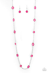 long necklace,pink,Glassy Glamorous - Pink Necklace