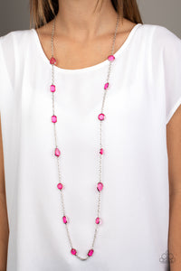 long necklace,pink,Glassy Glamorous - Pink Necklace