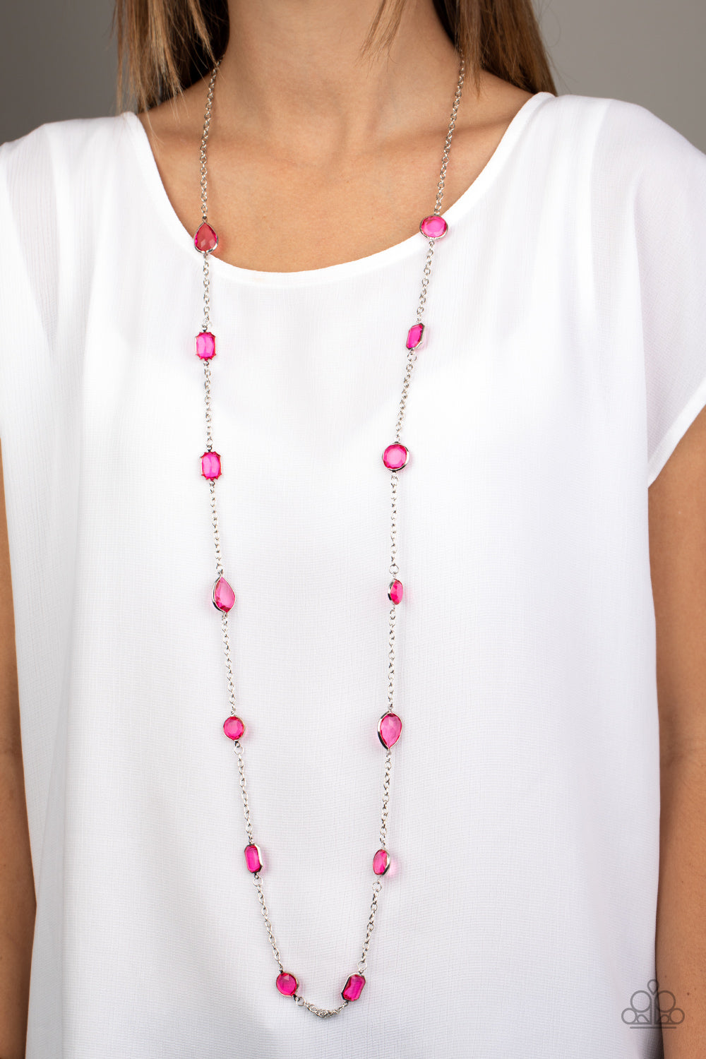 Glassy Glamorous - Pink Necklace Paparazzi Accessories