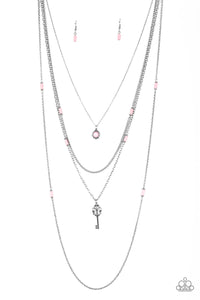 key,long necklace,pink,Key Keynote - Pink Necklace