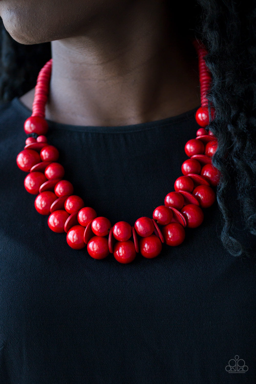 Caribbean Cover Girl Red Wooden Necklace Paparazzi Accessories