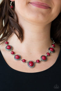 red,silver,Voyager Vibes Red Necklace
