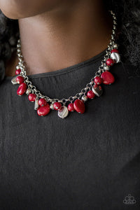 red,short necklace,Flirtatiously Florida Red Necklace