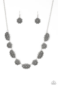 hematite,rhinestones,short necklace,silver,Vintage Vogue - Silver Necklace