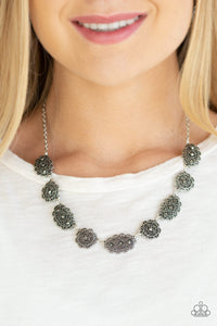 hematite,rhinestones,short necklace,silver,Vintage Vogue - Silver Necklace