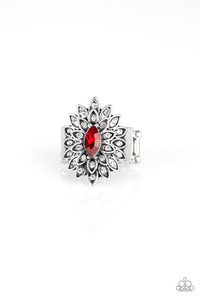 floral,red,white,Wide Back,Blooming Fireworks Red Ring