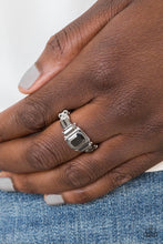 Load image into Gallery viewer, Born To Rule Silver Hematite Rhinestone Ring Paparazzi Accessories