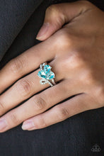Load image into Gallery viewer, Friends In High End Places Blue Rhinestone Ring Paparazzi Accessories