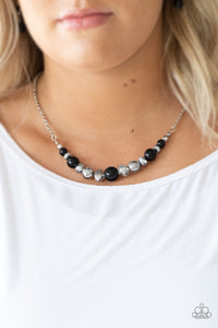 black,short necklace,silver,The Big Leaguer Black Necklace