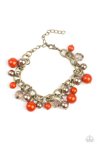 brass,orange,Pearls,Grit and Glamour Orange Bracelet